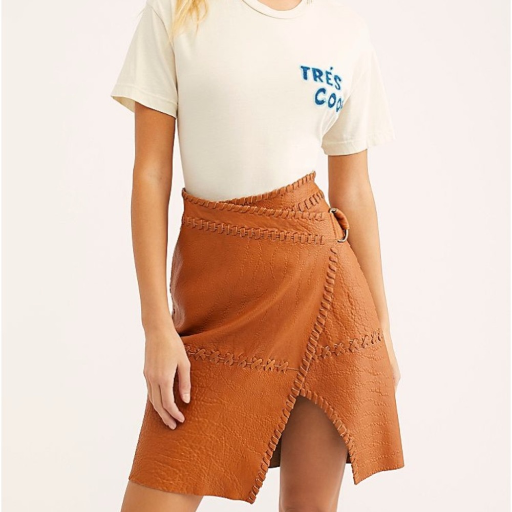 NWT Free People Belted Leather Skirt